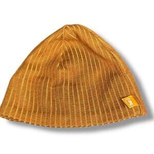 Bula Womens Beanie Knit Skull Cap Hat Fleece Inner Band Brown Gold Textured